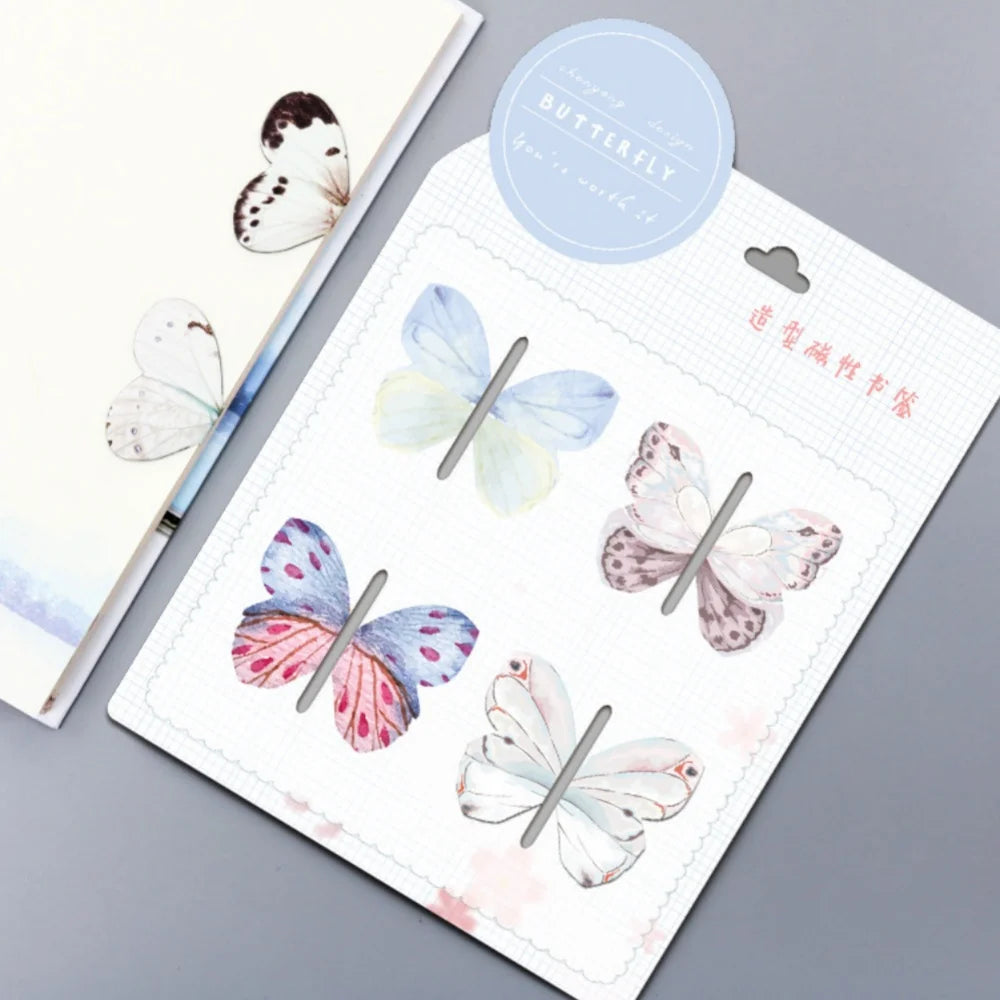 4 Style 4pcs/set Colourful Butterfly Magnetic Bookmarks Cute Book Pages Marker Students School Supplies Aesthetic Stationery